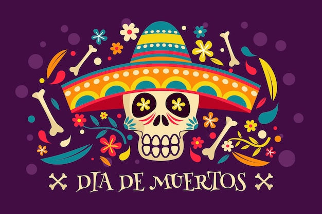 평면 디자인의 Dia de muertos 배경