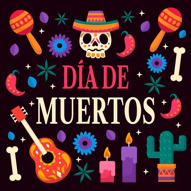 フラットデザインのDia de muertos背景