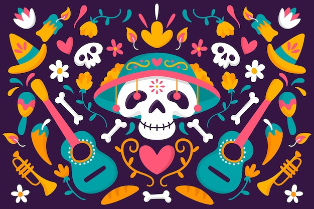 Sfondo dia de muertos in design piatto