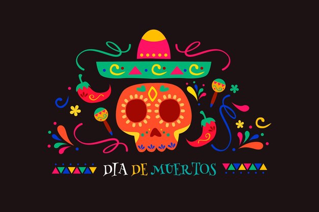 フラットデザインのDia de muertos背景