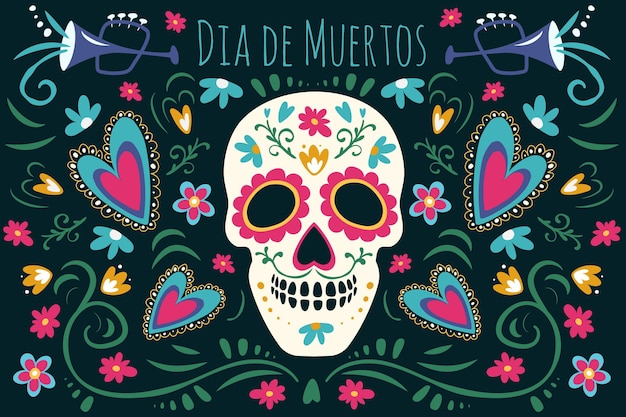 Sfondo dia de muertos in design piatto