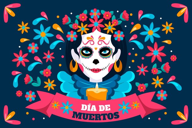 Фон dia de muertos в плоском дизайне