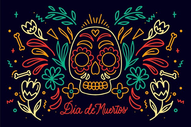 Dia de muertos background in flat design