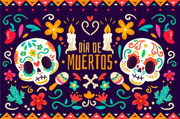 Dia de muertos background in flat design