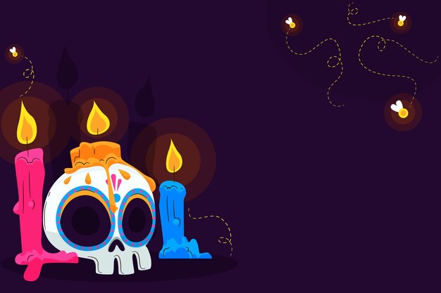 평면 디자인의 Dia de muertos 배경