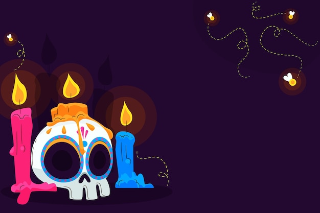 평면 디자인의 Dia de muertos 배경