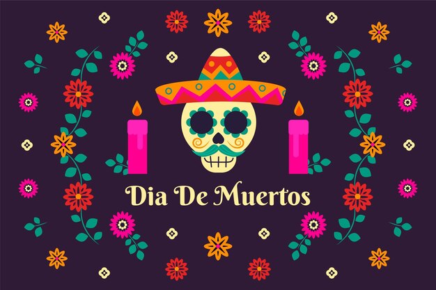 Фон día de muertos в плоском дизайне