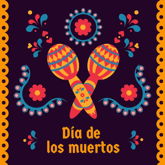 무료 벡터 평면 디자인의 dia de muertos 배경