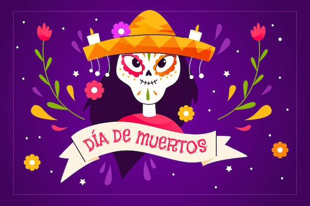 Фон dia de muertos в плоском дизайне