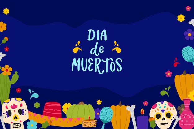 Фон dia de muertos в плоском дизайне