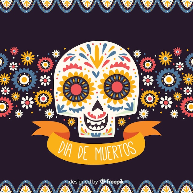 Бесплатное векторное изображение día de muertos background