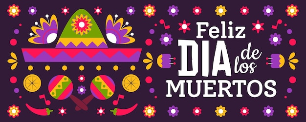 Vettore gratuito bandiere di dia de muertos in design piatto