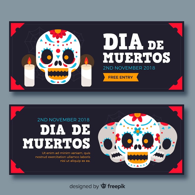 Free vector día de muertos banners