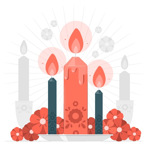 Бесплатное векторное изображение Иллюстрация концепции свечи dia de muertos
