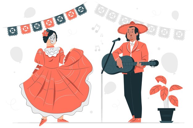 dia de muertos celebration concept illustration