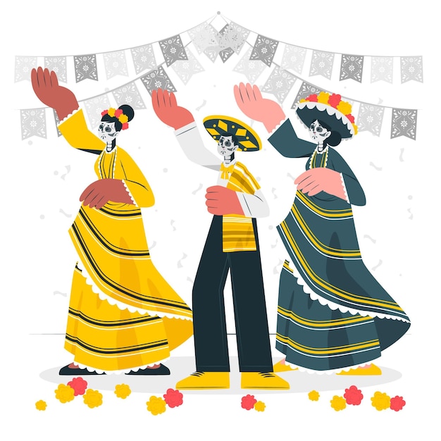 Бесплатное векторное изображение Иллюстрация концепции празднования dia de muertos