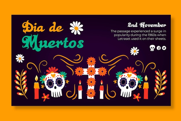 무료 벡터 dia de muertos 개념 템플릿