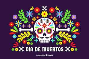 Vettore gratuito concetto di dia de muertos con sfondo design piatto