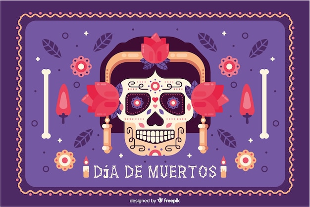 Día de muertos concept with flat design background