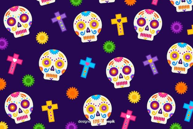 Free vector día de muertos concept with flat design background