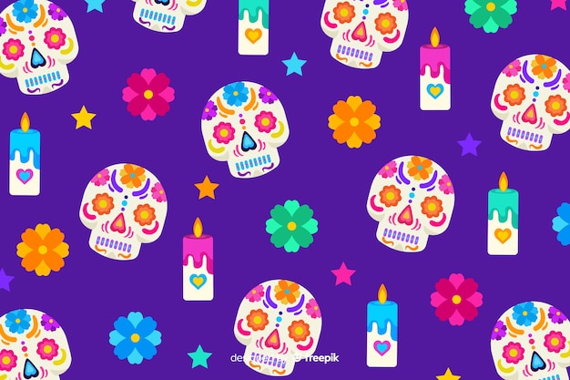 Día de muertos концепция с плоским фоном дизайна