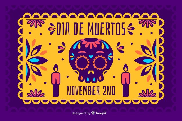 Día de muertos концепция с плоским фоном дизайна