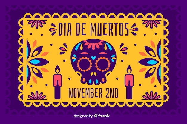 Día de muertos концепция с плоским фоном дизайна