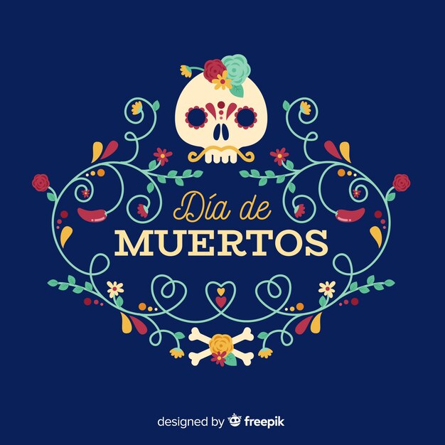 Día de muertos concept with flat design background