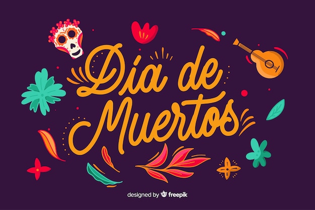 Vettore gratuito día de muertos concept con sfondo design piatto