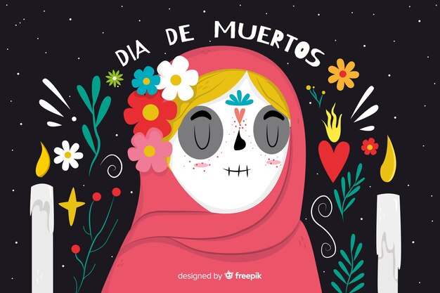 Día de muertos concept with flat design background