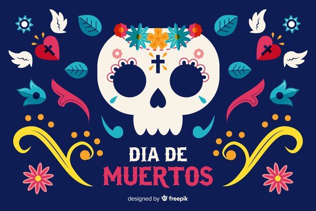 Día de muertos concept with flat design background