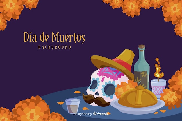 Día de muertos concept with flat design background