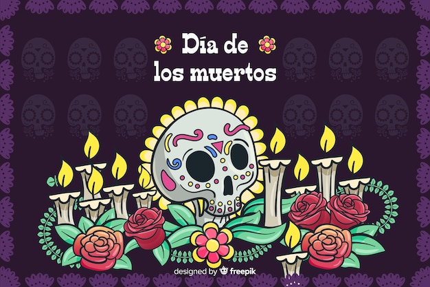 Día de muertos concept with hand drawn background