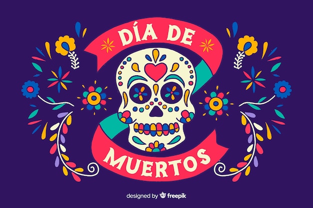 손으로 그린 배경으로 Día de muertos 개념