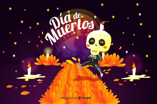 Концепция Dia de Muertos с рисованной фон