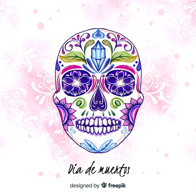 Dia de muertos concept with watercolor background