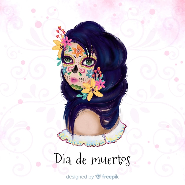 Concetto di dia de muertos con sfondo acquerello