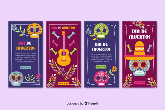 Día de muertos instagram cards collection