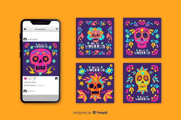 Dia de muertos instagram post collection