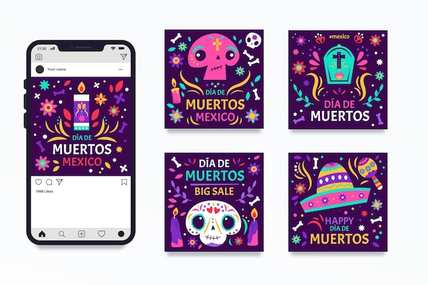 Dia de muertos instagram post collection