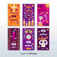 Free vector dia de muertos instagram stories collection