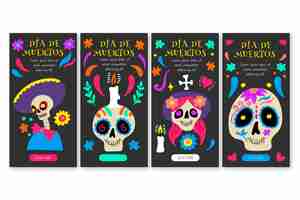 無料ベクター dia de muertos instagramストーリーコレクション