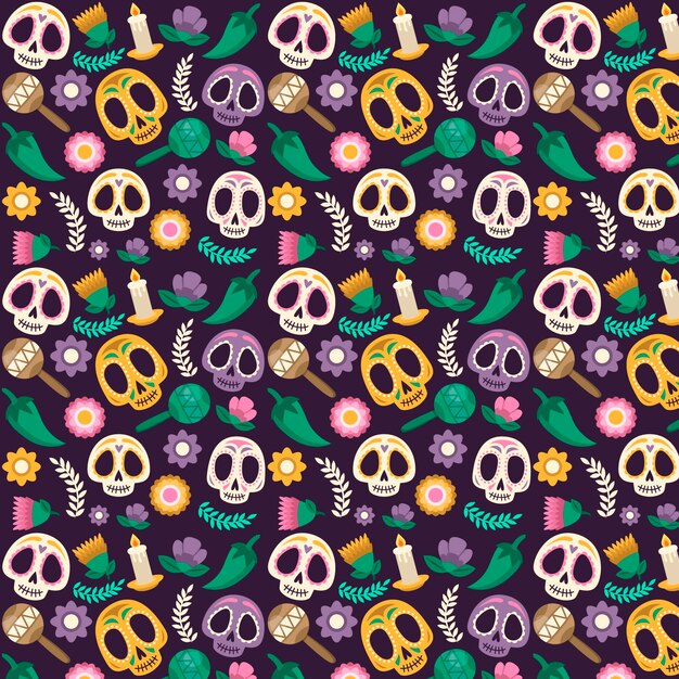 Dia de muertos pattern in flat design