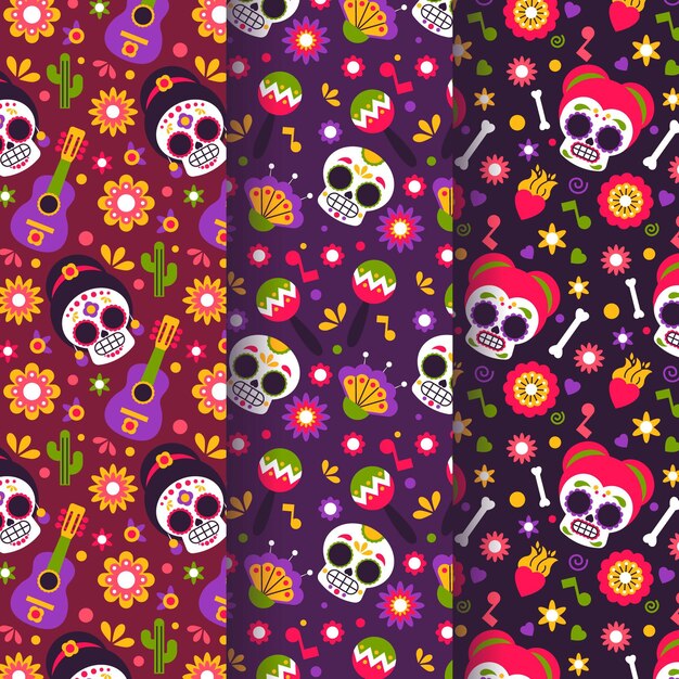 Dia de muertos pattern in flat design