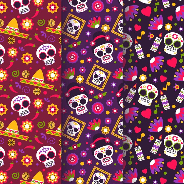 フラットデザインのDia de muertosパターン