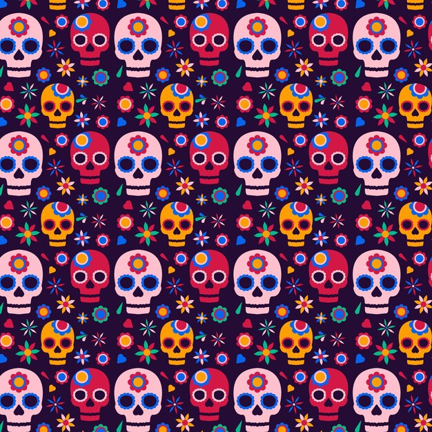 Dia de muertos pattern in flat design
