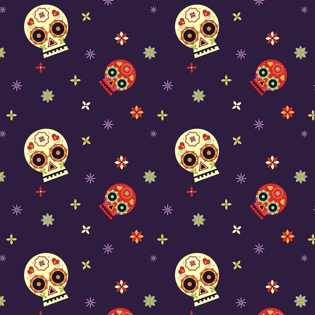 フラットデザインのDia de muertosパターン