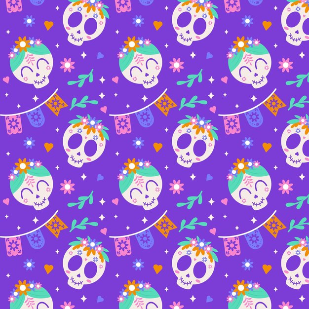 Dia de muertos pattern in flat design