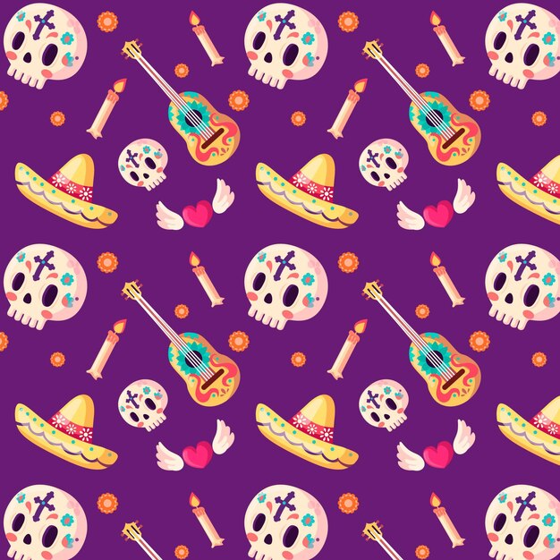 Día de muertos pattern in flat design