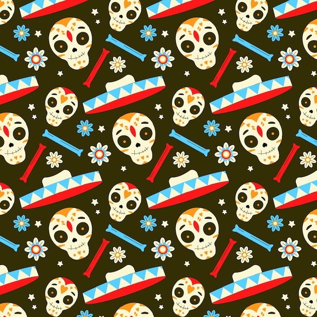 Free vector dia de muertos pattern illustration